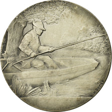 Frankreich, Medaille, Art Nouveau, Pêcheur sur l'Eau, Demey, UNZ, Silvered