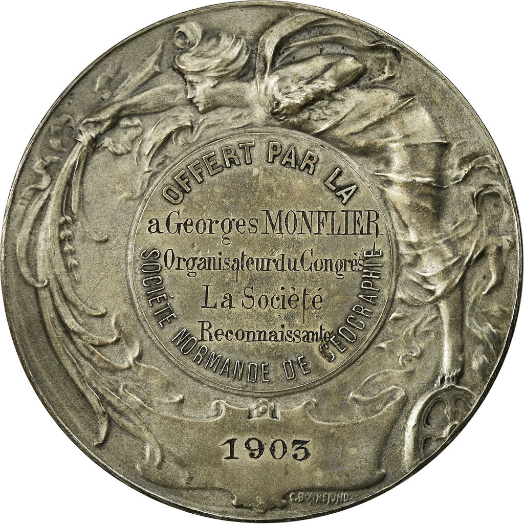 Francja, Medal, Société Normande de Géographie, Rouen, 1903, Bonnefond