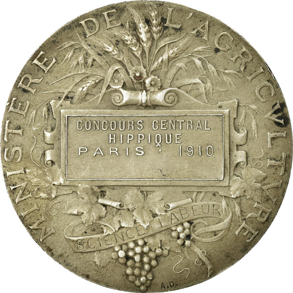 Francia, medaglia, Agriculture, Concours Hippique, Paris, 1910, Dubois.A, BB+
