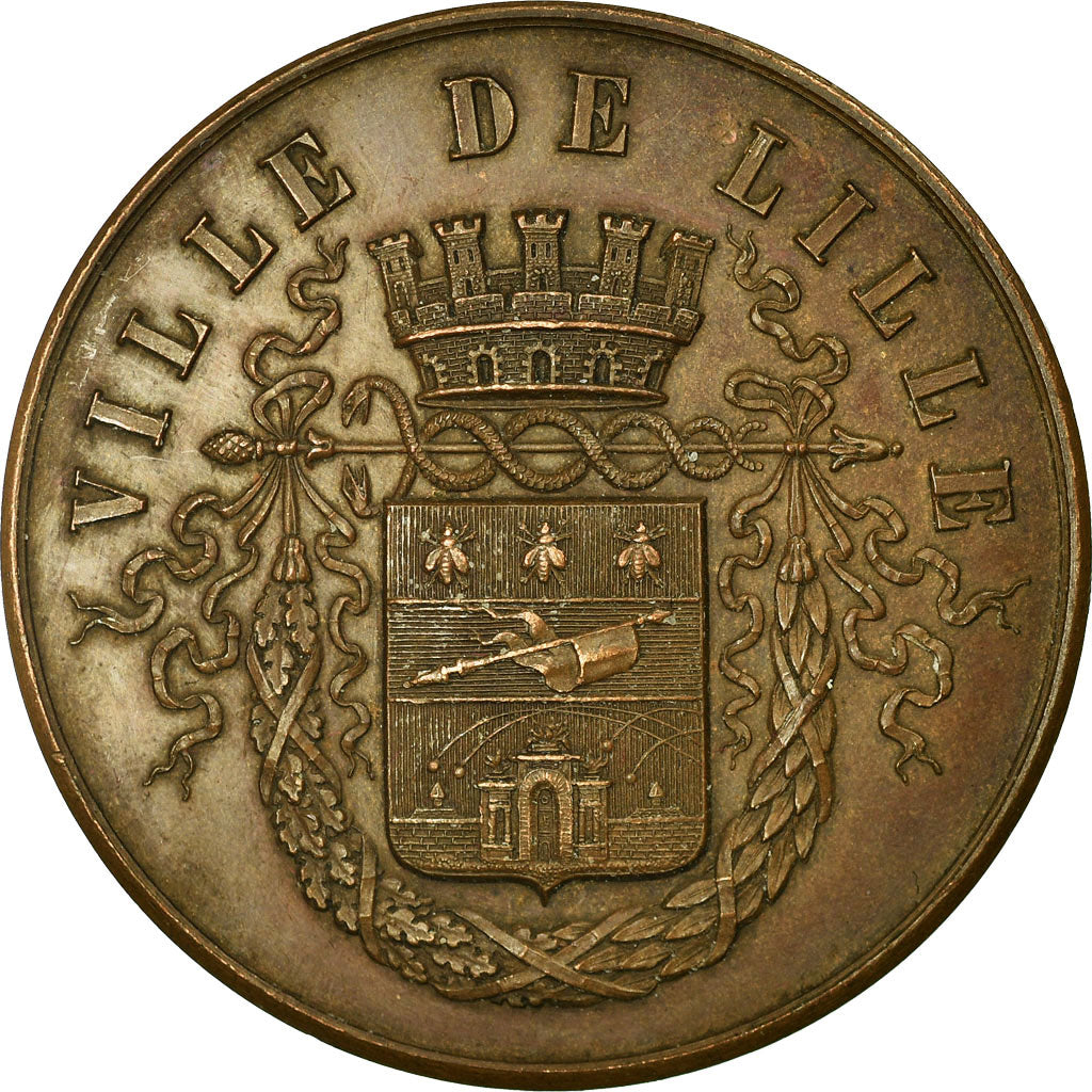 France, Medal, Fête Nationale Inauguration 14 Juillet, Lille, 1880, AU(55-58)