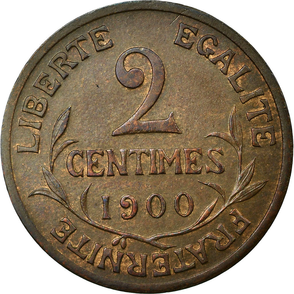 France, 2 Centimes, Dupuis, 1900, Paris, Bronze, AU(55-58), Gadoury:107, KM:841
