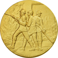 France, Medal, Sapeurs Pompiers du Pas-de-Calais, Contaux, MS(64), Gilt Bronze
