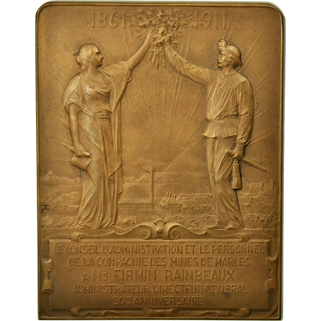 France, Medal, Firmin Rainbeaux, Directeur des Mines de Marles, 1911, Lefebvre