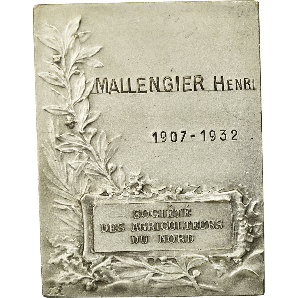 Francja, Medal, Société des Agriculteurs du Nord, 1932, Rasumny, AU(55-58)