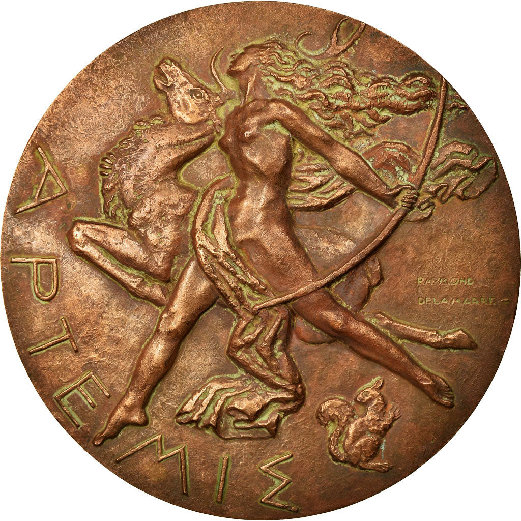 France, Médaille, Artemis, Déesse de la Chasse, Delamarre, TTB+, Bronze