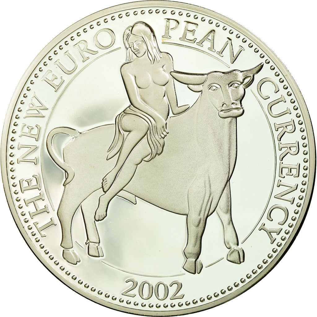 Malta, medaglia, The New Euro Pean Currency, 2002, FDC, Copper Plated Silver