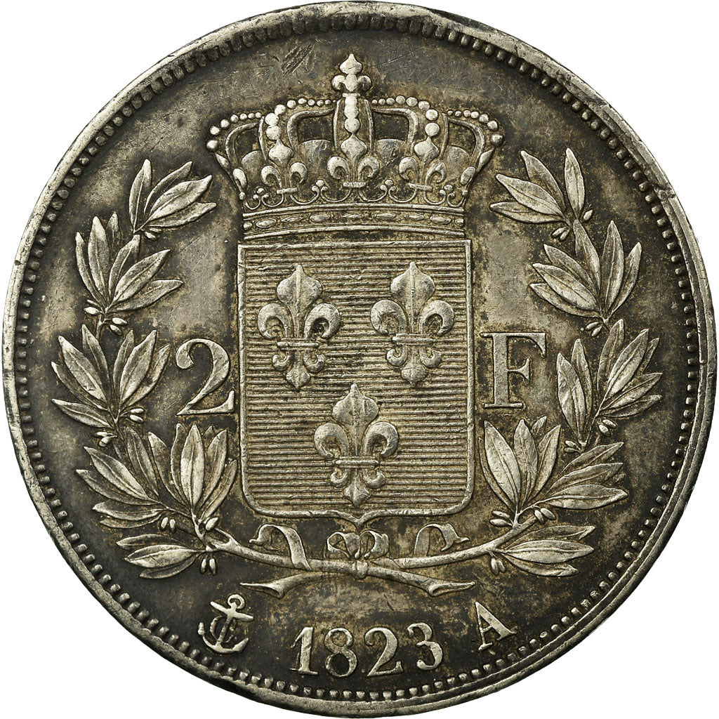Coin, France, Louis XVIII, Louis XVIII, 2 Francs, 1823, Paris, AU(50-53)