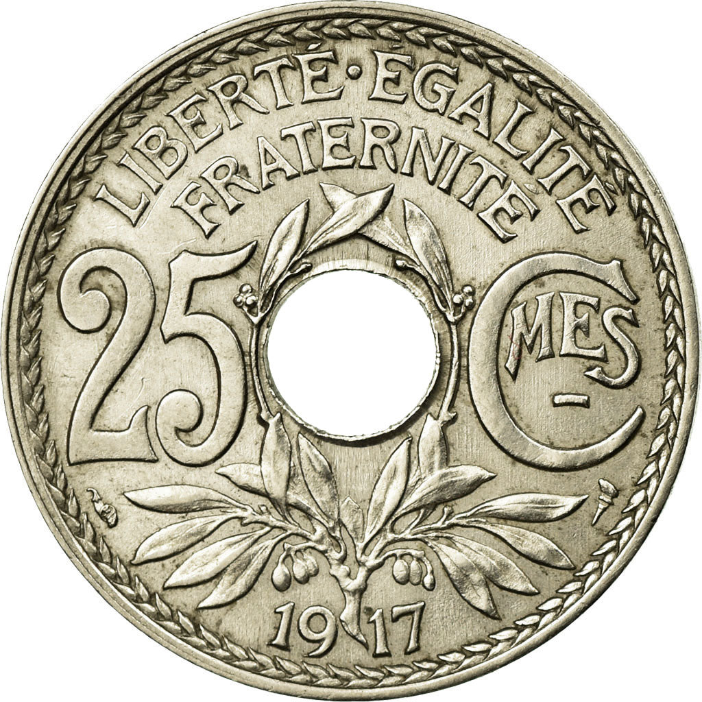 Coin, France, Lindauer, 25 Centimes, 1917, AU(50-53), Nickel, Gadoury:379