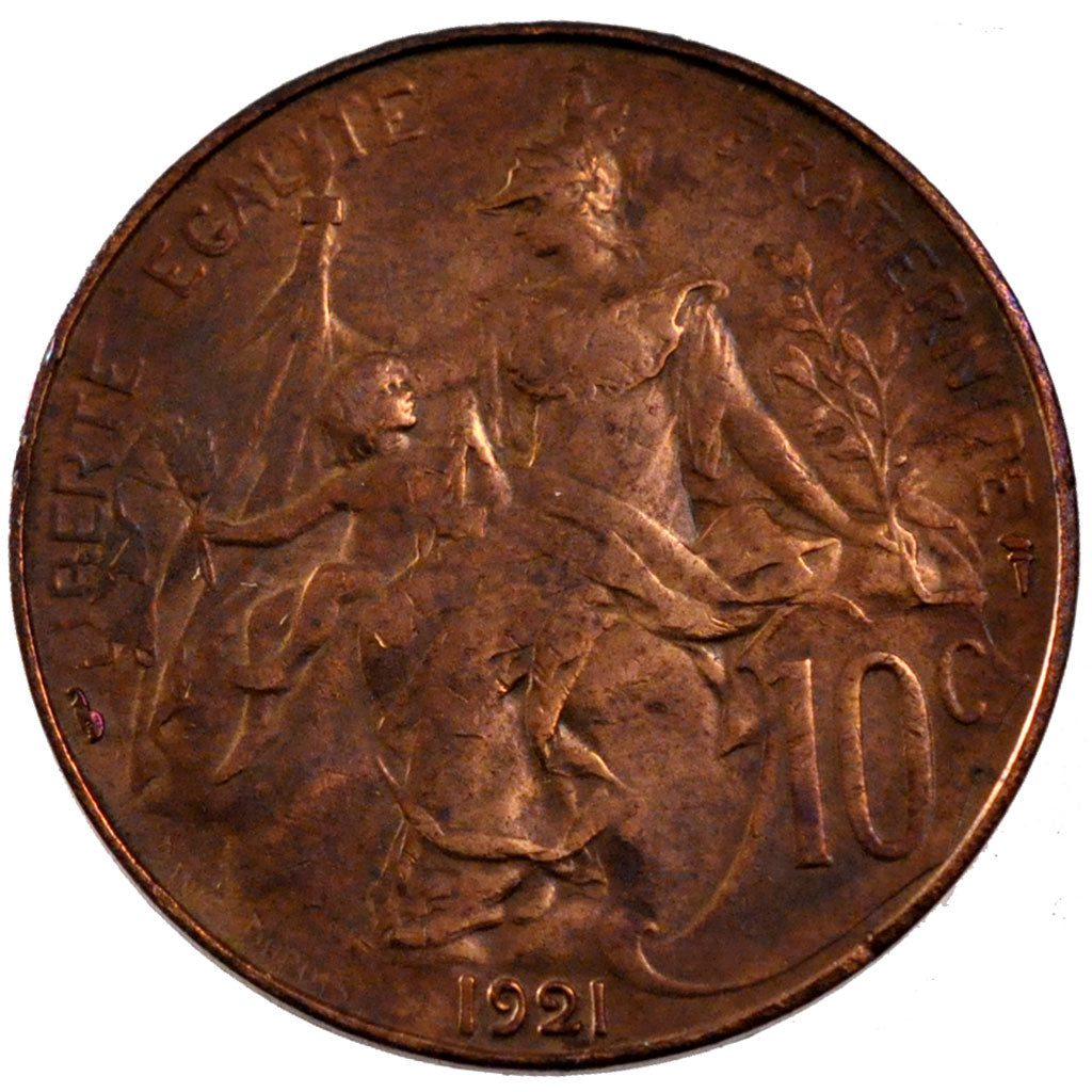 Francia, Dupuis, 10 Centimes, 1921, BB+, Bronzo, Gadoury:277