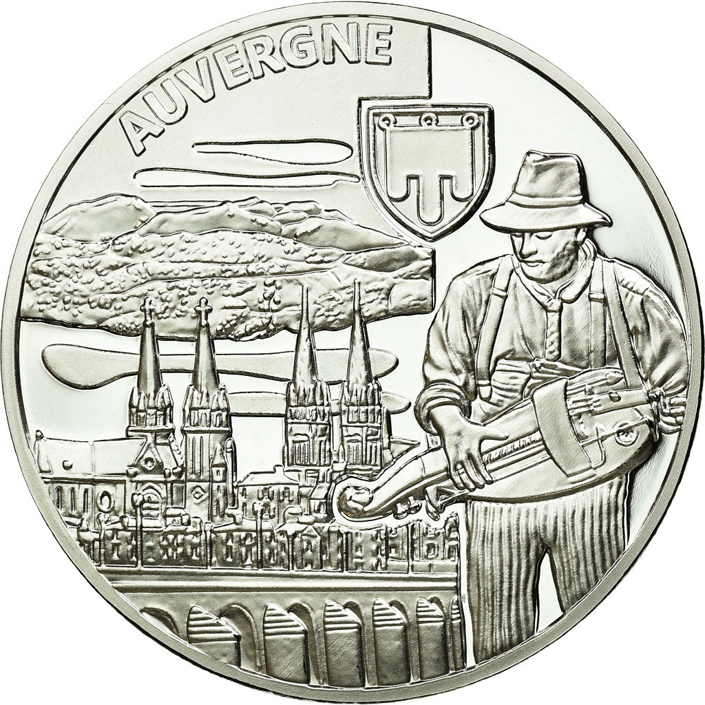 Francia, medalla, Régions de France, Auvergne, FDC, Plata