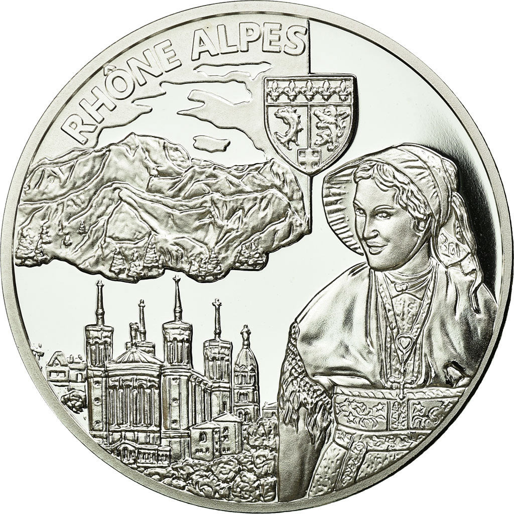 Francia, medalla, Régions de France, Rhône-Alpes, FDC, Plata