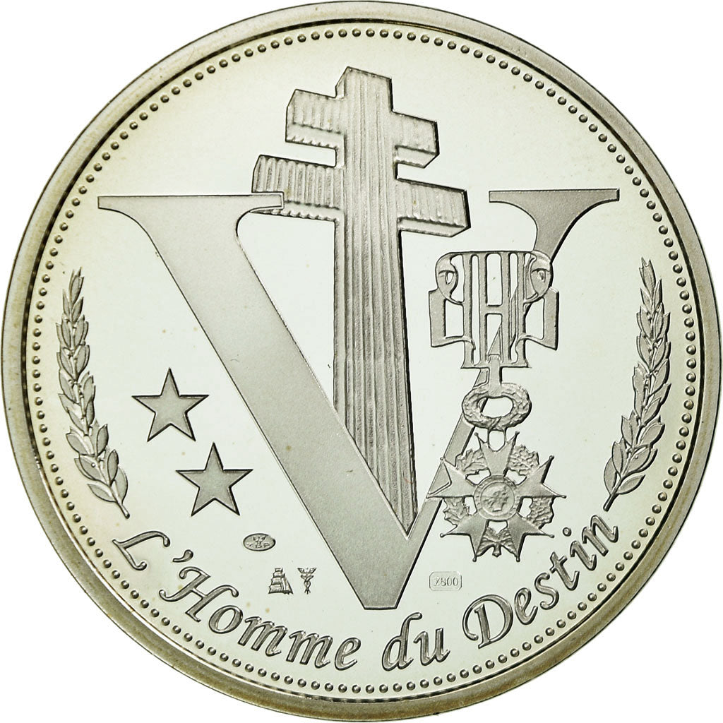 Frankrijk, Medaille, Charles de Gaulle, un Homme, un Destin, FDC, Zilver