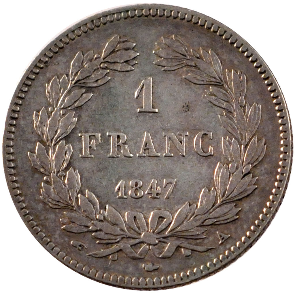 FRANCE, Louis-Philippe, Franc, 1847, Paris, KM #748.1, VF(30-35), Silver,...