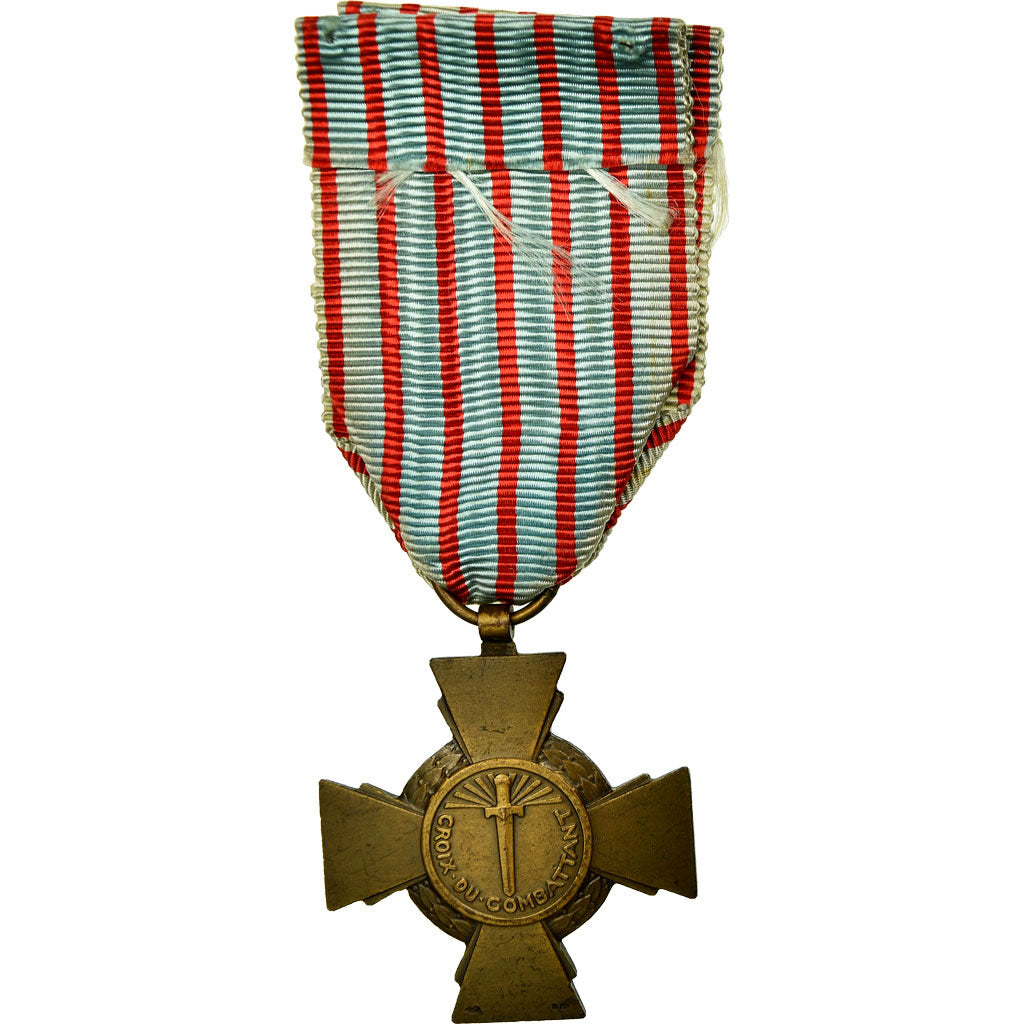 France, Croix du Combattant, Médaille, 1939-1945, Excellent Quality, Bronze, 38