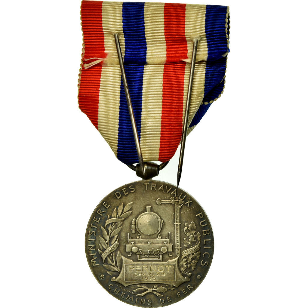 France, Travail, Chemins de Fer, Medal, 1919, Excellent Quality, Roty, Silver