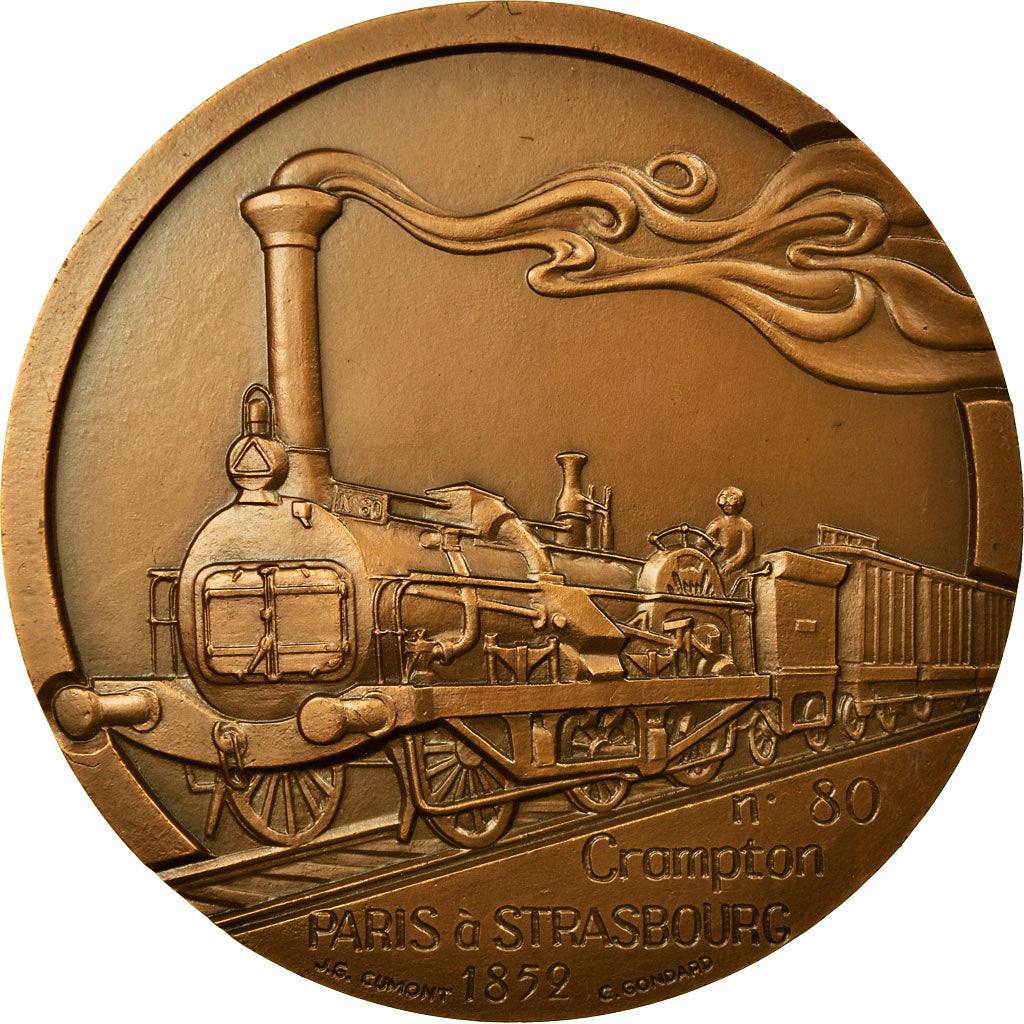 France, Medal, Crampton, Paris à Strasbourg, Railway, 1988, C. Gondard
