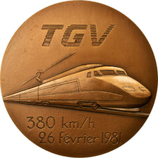 France, Medal, SNCF, Record du Monde de Vitesse sur Rails, Railway, 1985, C.