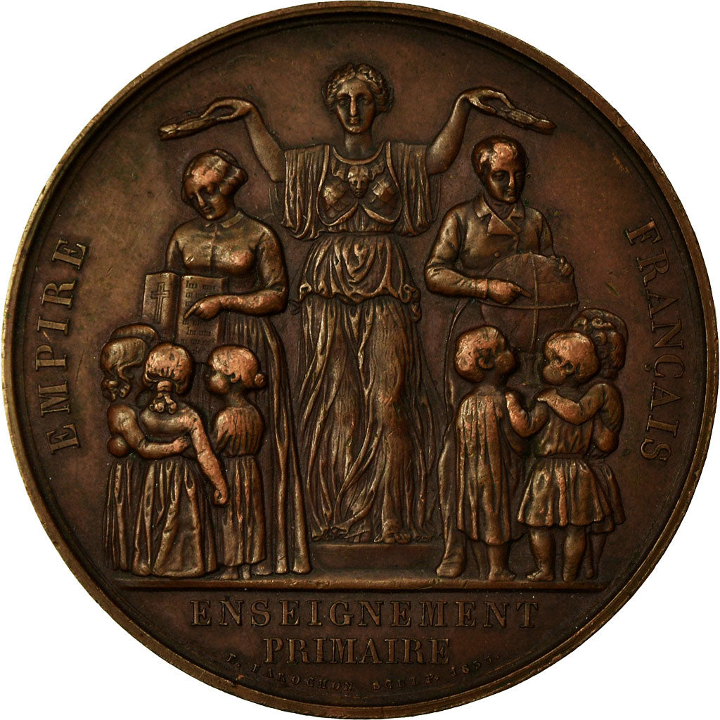 France, Medal, Empire Français, Enseignement Primaire, 1853, Farochon