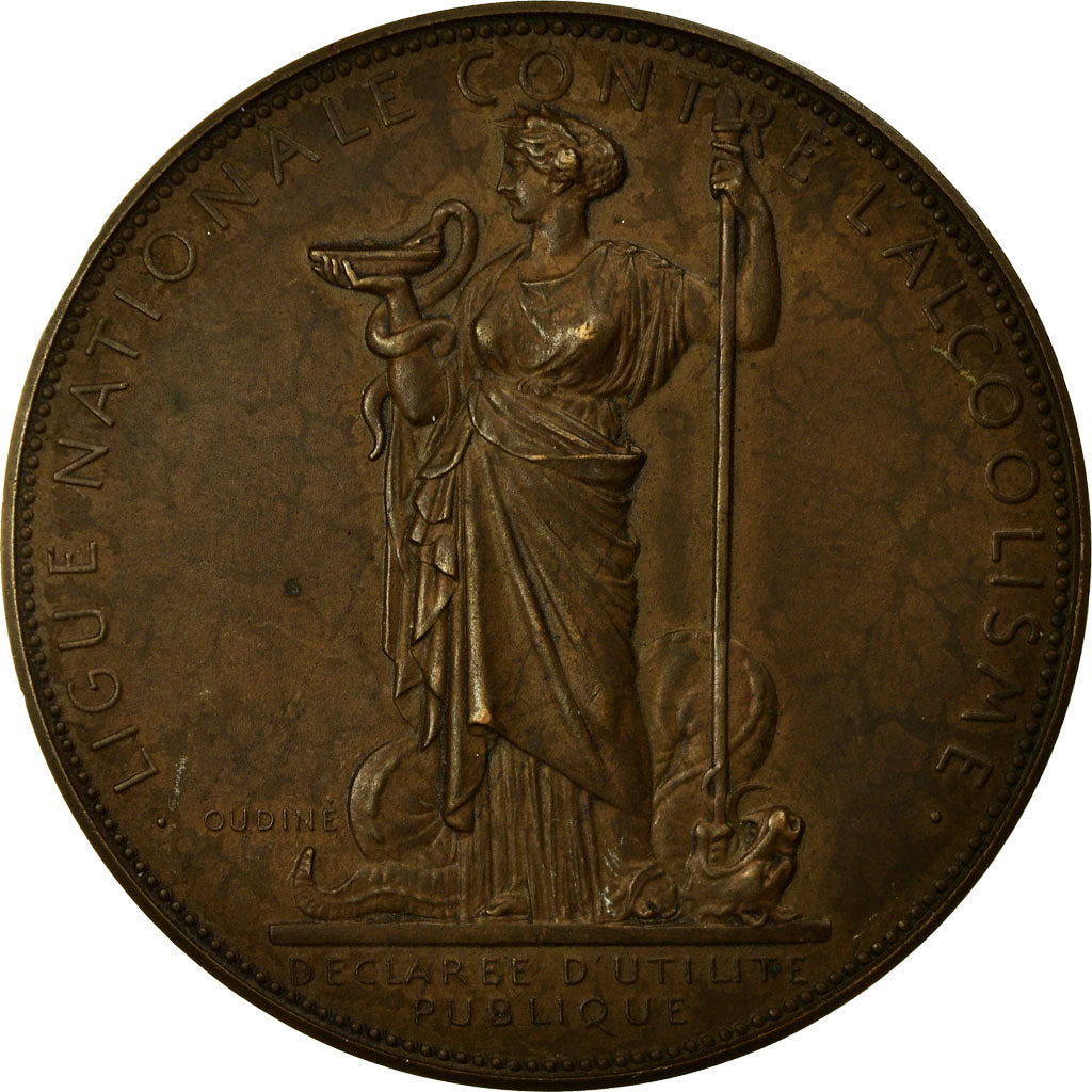 France, Medal, Ligue Nationale contre l'Alcoolisme, Oudiné, AU(55-58), Bronze