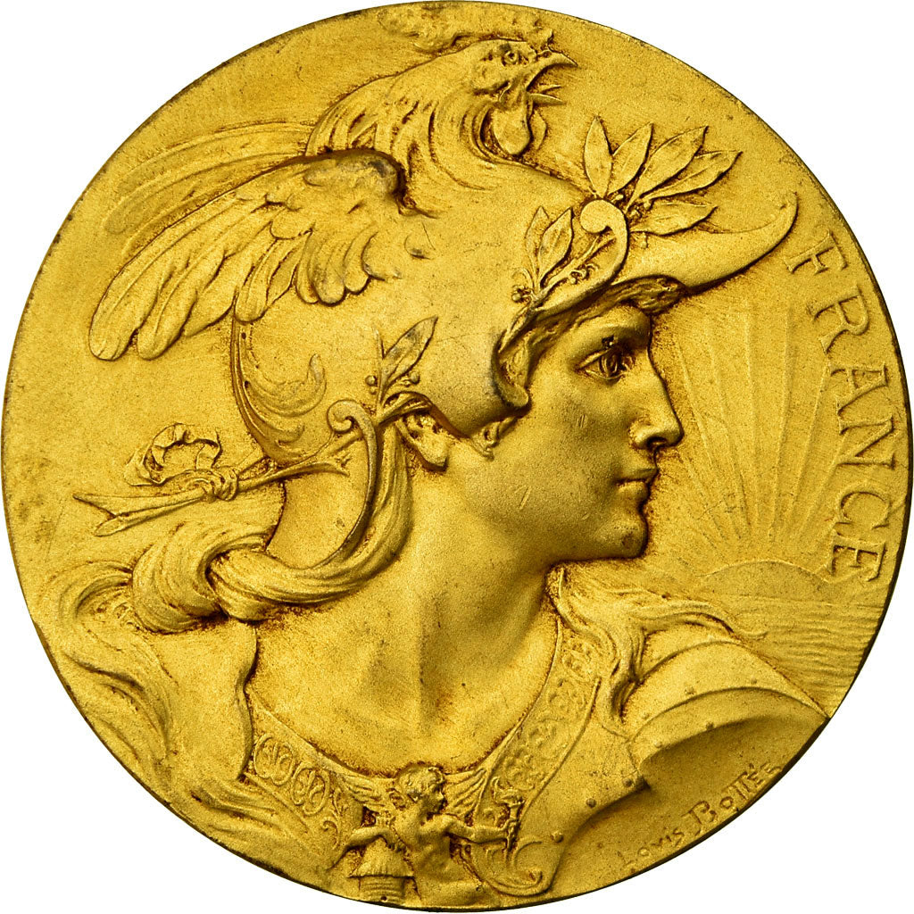 França, Medal, Marianne Casquée, France, Bottée, MS(60-62), Cobre Dourado