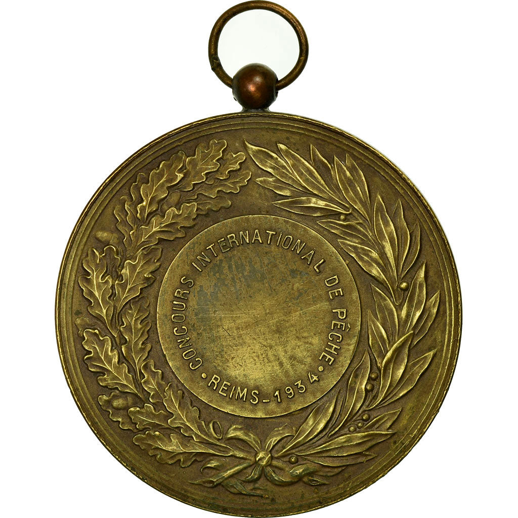 França, Medal, Concours International de Pêche, Reims, 1934, AU(55-58), Bronze