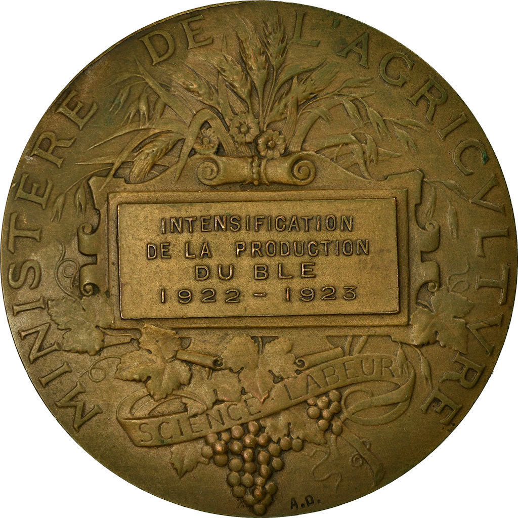 France, Medal, Agriculture, Intensification de la Production du Blé, 1922-1923