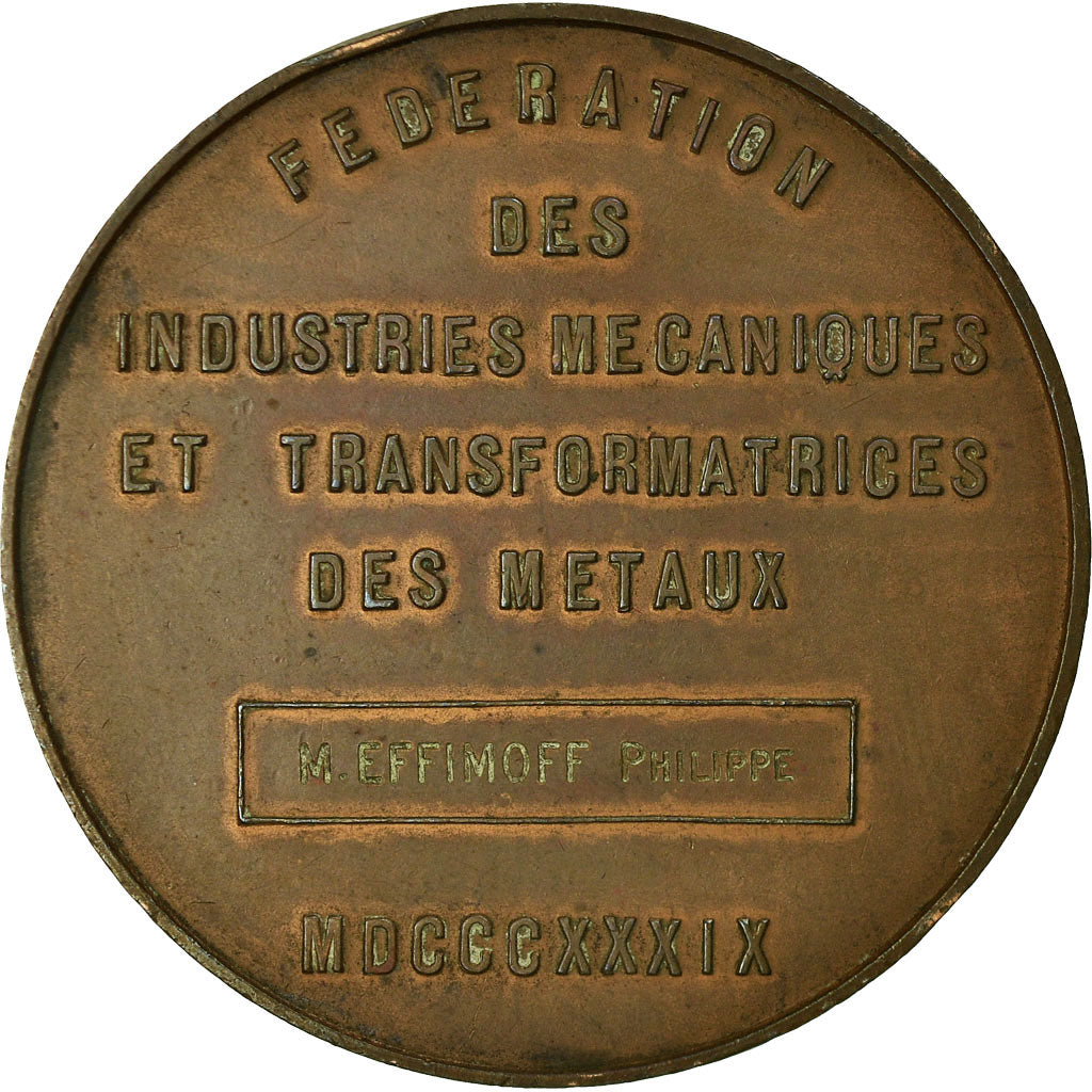 France, Medal, Syndicat des Industries Mécaniques de France, Denis Papin, 1839