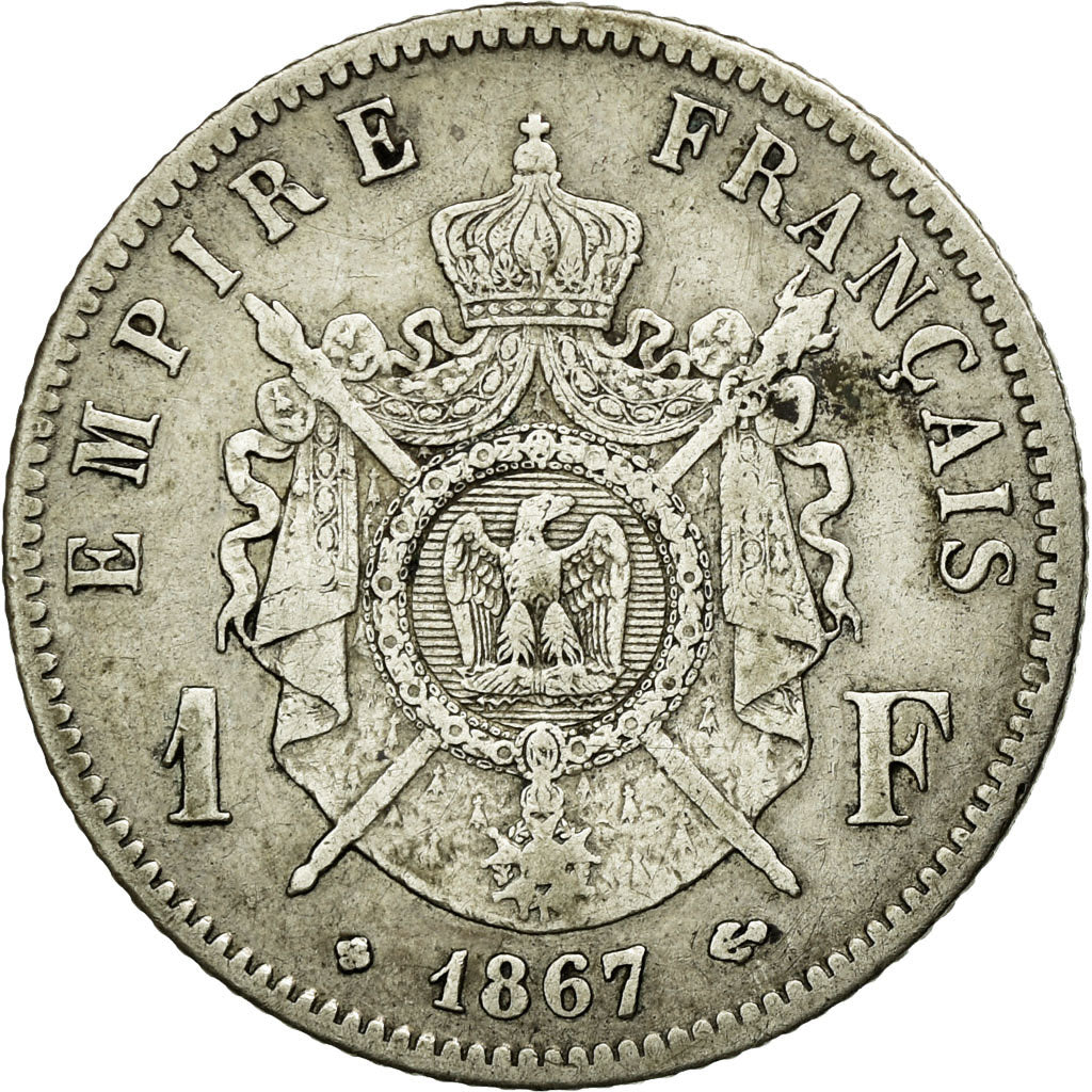 Moneta, Francja, Napoleon III, Napoléon III, Franc, 1867, Strasbourg