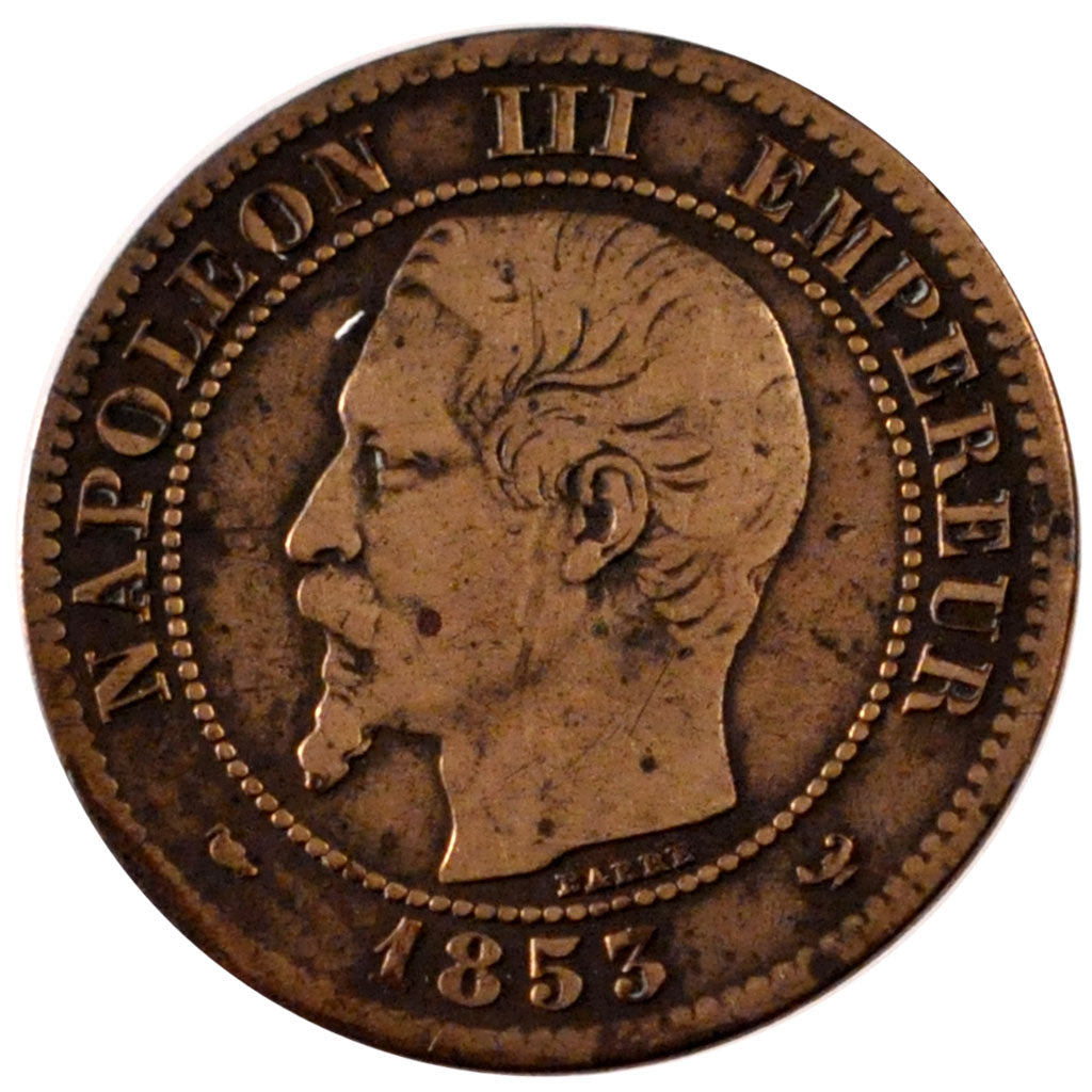 FRANCE, Napoléon III, 2 Centimes, 1853, Lille, KM #776.7, VF(20-25), Bronze, G..