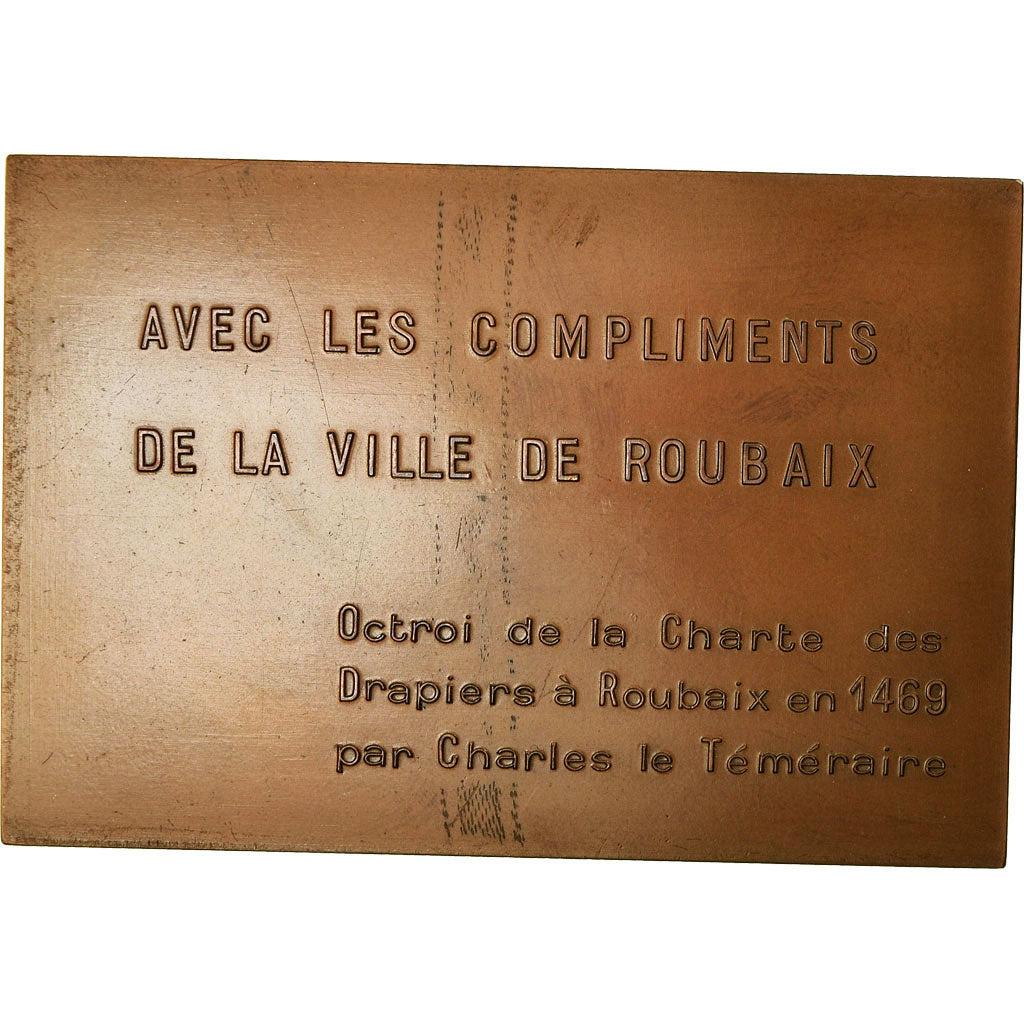 France, Médaille, Octroi de la Charte des Drapiers à Roubaix, 1985, David