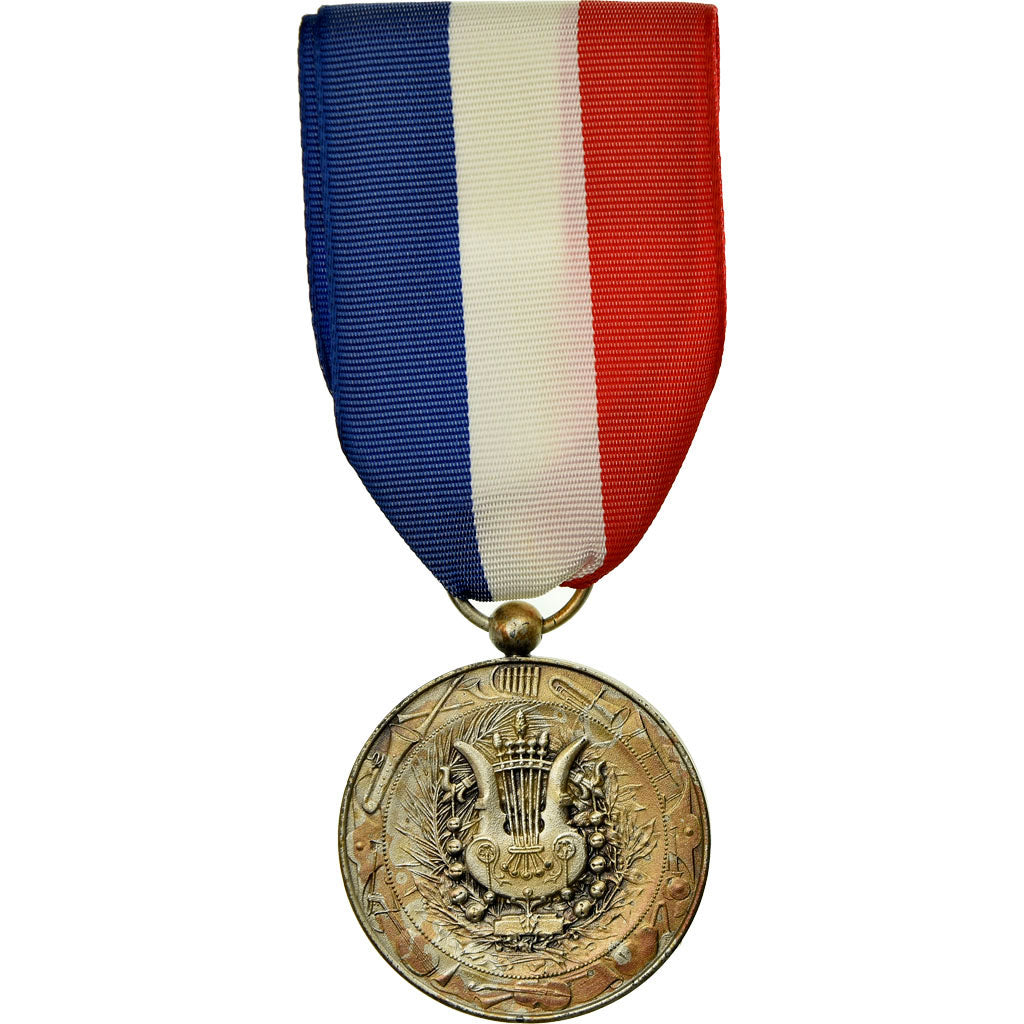 France, Musique, Fanfare, Medal, Excellent Quality, Silvered bronze, 33