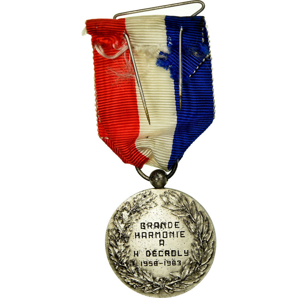 França, Musique, Fanfare, Medal, 1983, Qualidade Excelente, Bronze Prateado, 36