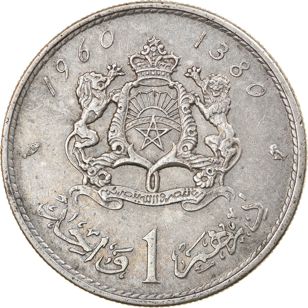 Coin, Morocco, Mohammed V, Dirham, 1960, Paris, VF(30-35), Silver, KM:55