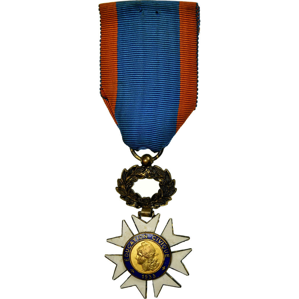 France, Education Civique, Medal, 1933, Excellent Quality, Bronze, 36