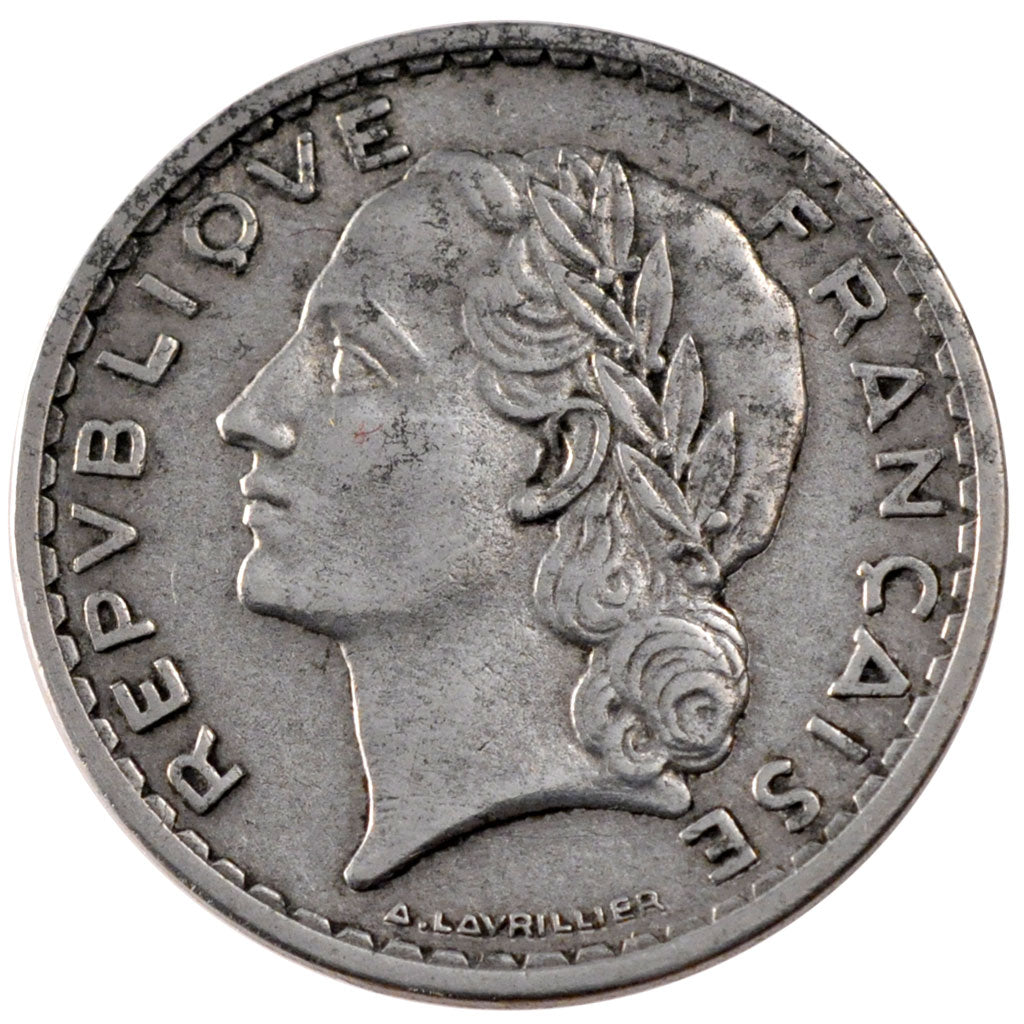FRANCE, Lavrillier, 5 Francs, 1952, Paris, KM #888b.1, VF(30-35), Aluminum, 31,.