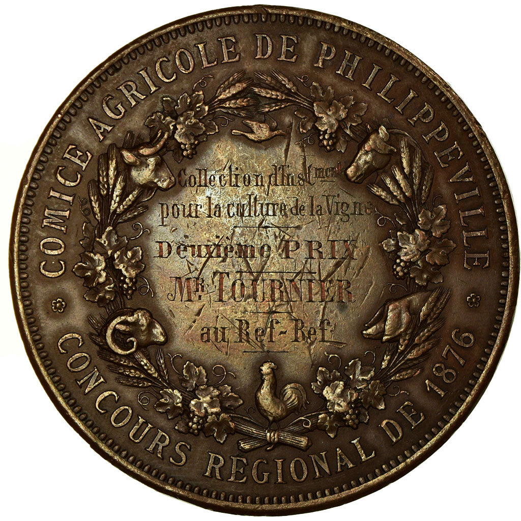 Algeria, Medal, Comice Agricole de Philippeville, Vigne, 1876, Lagrange