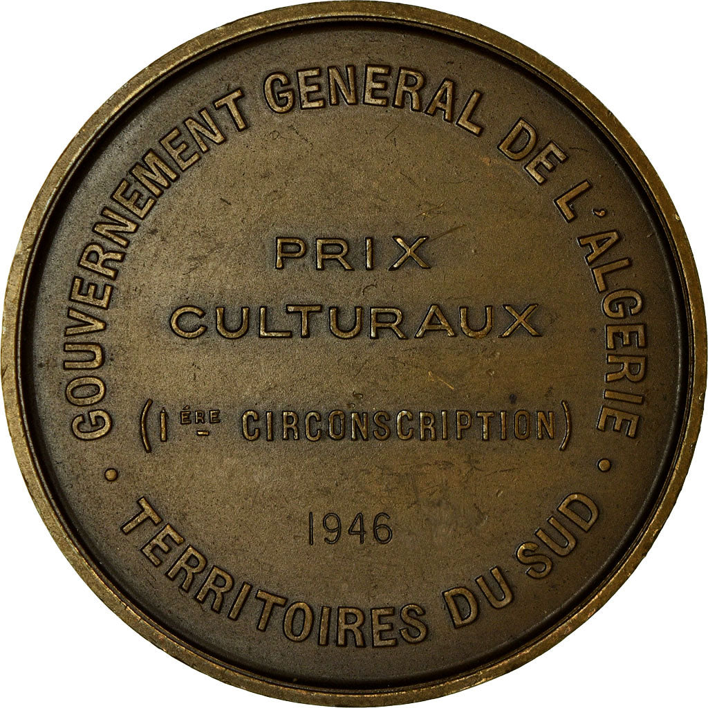 Algeria, Medal, Art Déco, Gouvernement Général de l'Algérie, 1946, Cochet