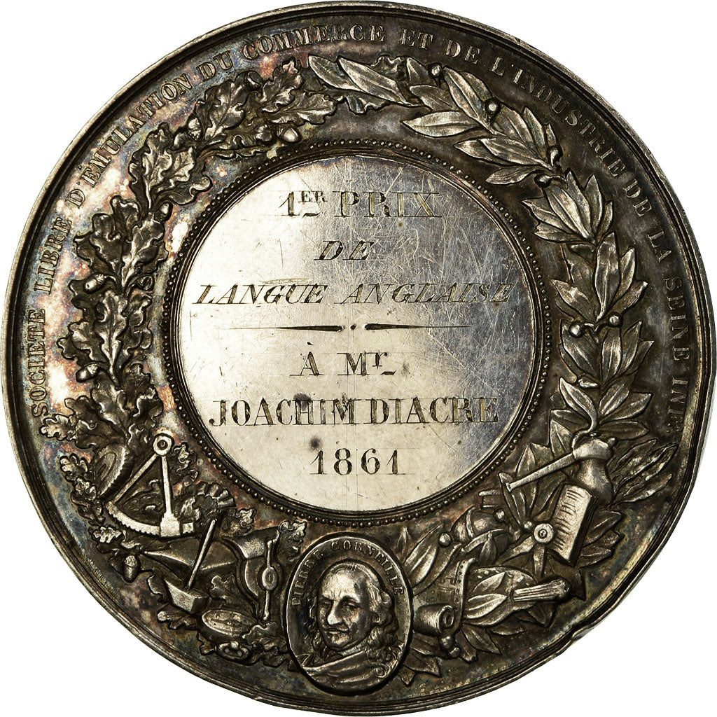 France, Medal, Société d'Emulation du Commerce, Seine Inférieure, 1861