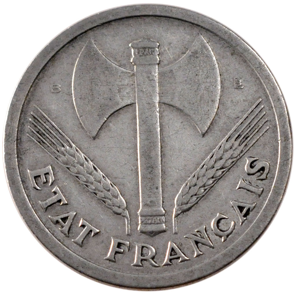 Coin, France, Bazor, 2 Francs, 1943, Beaumont le Roger, EF(40-45), Aluminum
