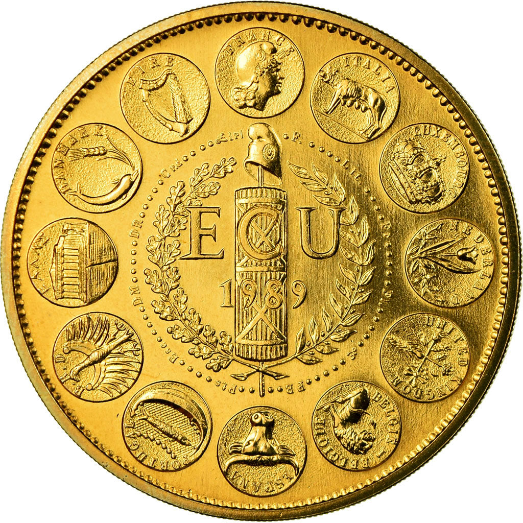 France, Médaille, Ecu Europa, Marianne, 1989, Rodier, FDC, Copper-Nickel Gilt