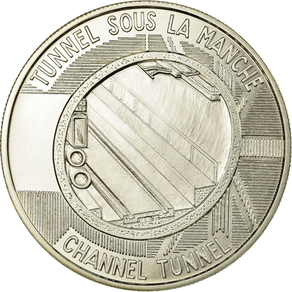 France, Medal, Tunnel sous la Manche - First Junction, 1990, MS(65-70), Silver