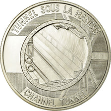 France, Medal, Tunnel sous la Manche - First Junction, 1990, MS(65-70), Silver