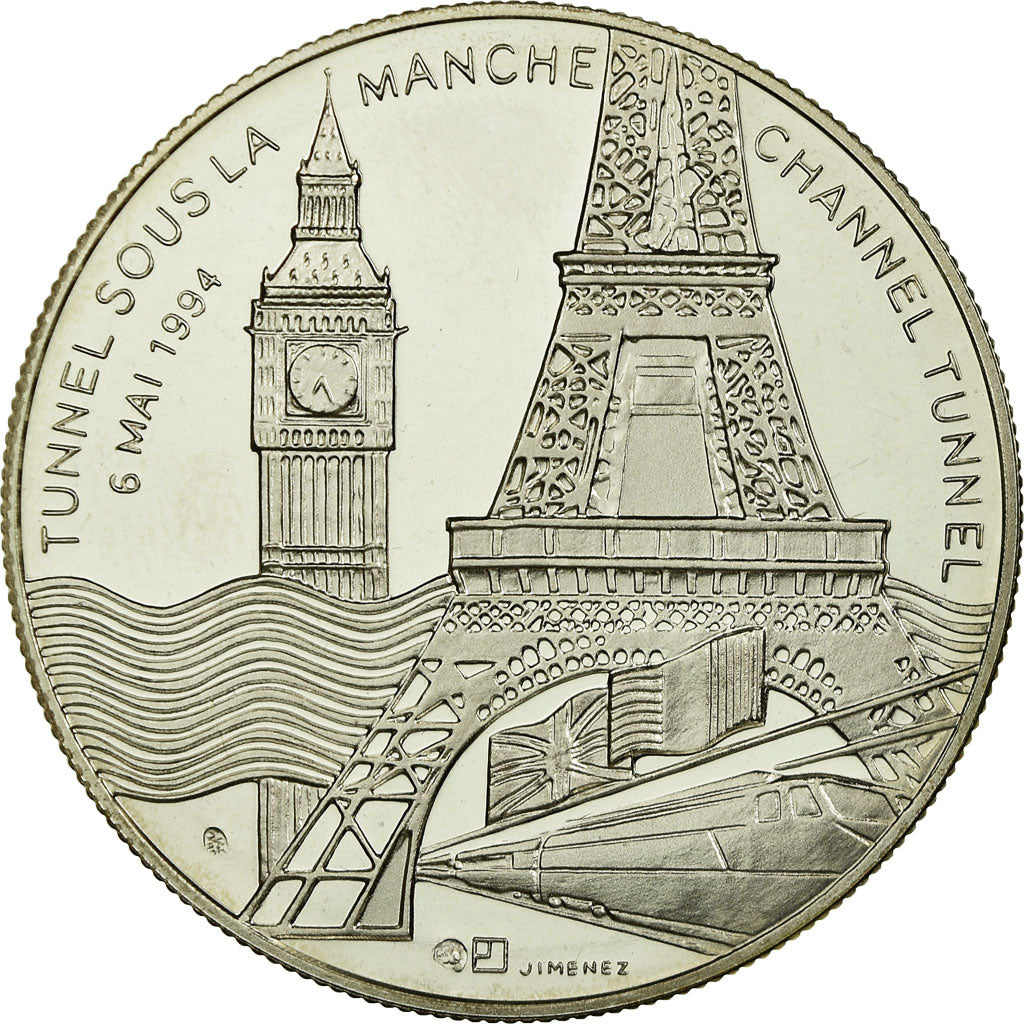 France, Medal, Tunnel sous la Manche - Elizabeth II, Mitterrand, 1994