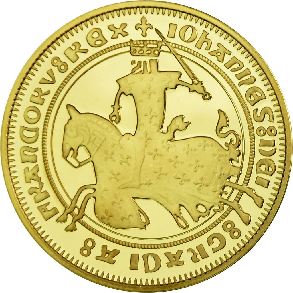 France, Médaille, Reproduction du Franc à Cheval, Jean II le Bon, FDC, Vermeil