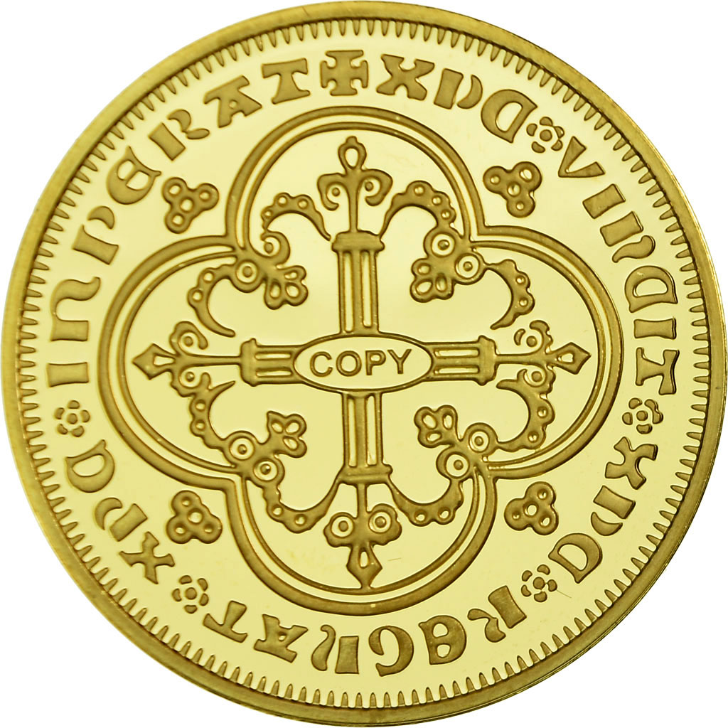 France, Médaille, Reproduction du Franc à Cheval, Jean II le Bon, FDC, Vermeil