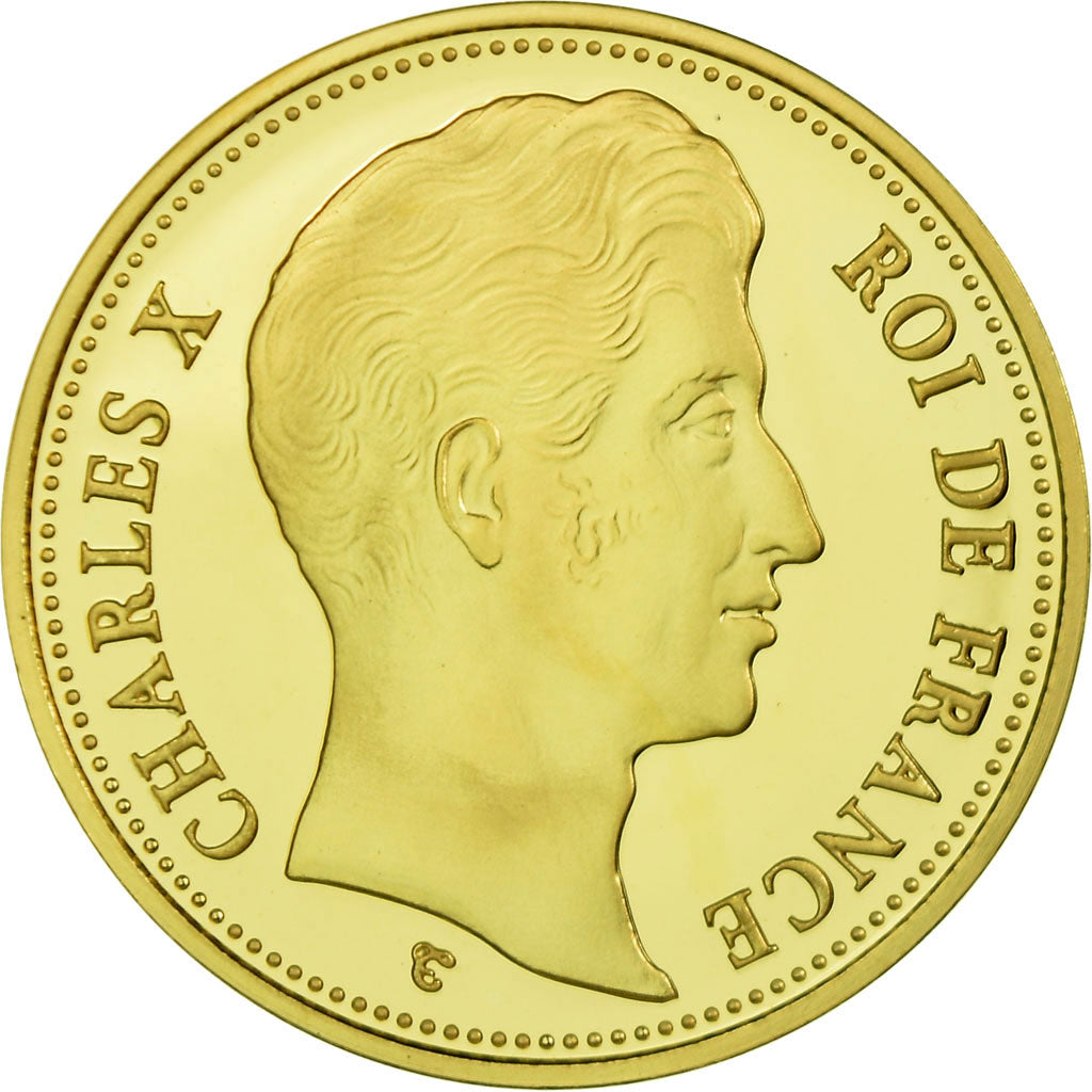 France, Medal, 100 Francs Essai Charles X, MS(65-70), Vermeil