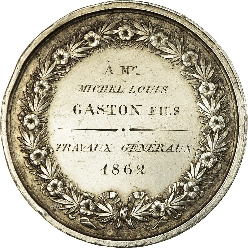 France, Médaille, Société centrale d'Horticulture, Rouen, 1862, Hamel, SUP