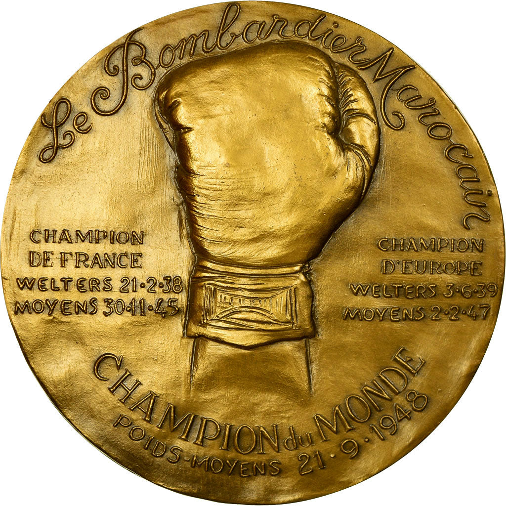 France, Médaille, Boxe, Marcel Cerdan, Le Bombardier Marocain, 1983, Irolla