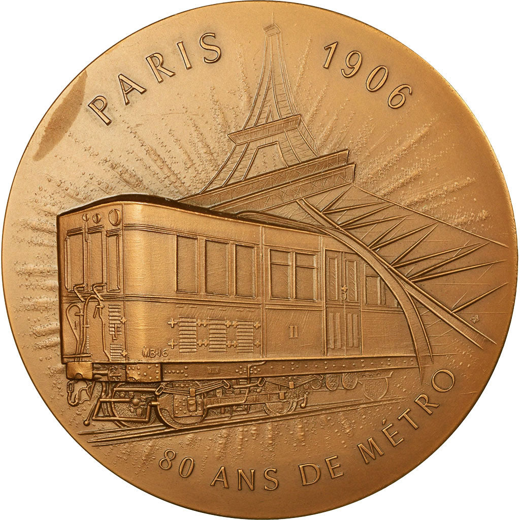 France, Médaille, Paris / New-York, 80 Ans de Métro, 1986, SPL+, Bronze