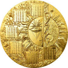 France, Medal, Médaille de Table , Calendrier, 1976, Lecuyer, MS(64), Gilt